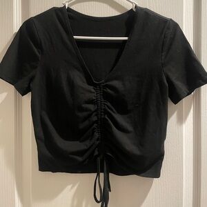 black fringe cropped tee never worn